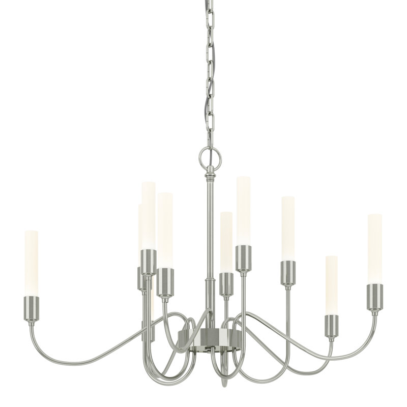 Lustre classique / traditionnel à 10 lumières de style bougie Lisse, Argenté