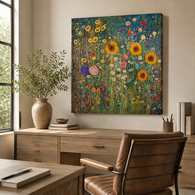 Art mural sur toile Sunlit Garden Field, H 30 po x l 30 po x P 1,5 po