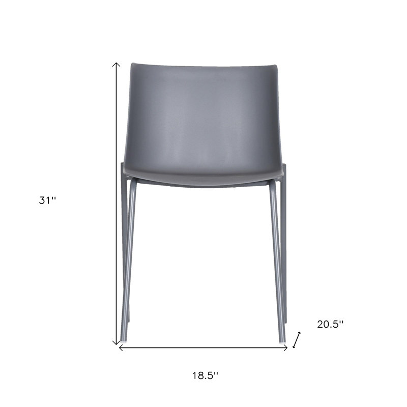 Ensemble de deux chaises d'appoint de salle à manger en acier gris et en plastique robuste