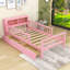 Lit plateforme simple en bois avec tiroirs de rangement, tablettes et tête de lit-1058208737