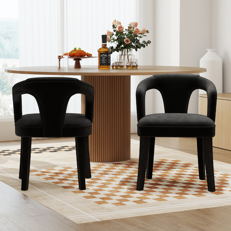 Chaises de salle à manger Modern, Velours noir