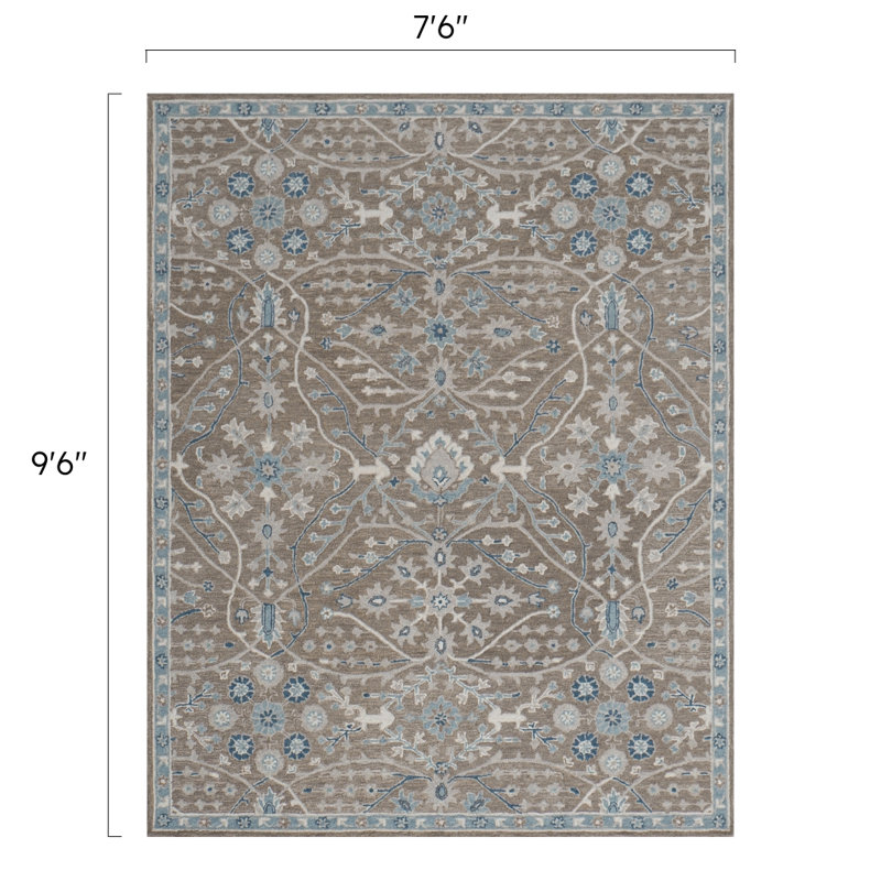 Tapis en laine touffeté à la main Wren, Rectangle 7 pi 6 po x 9 pi 6 po
