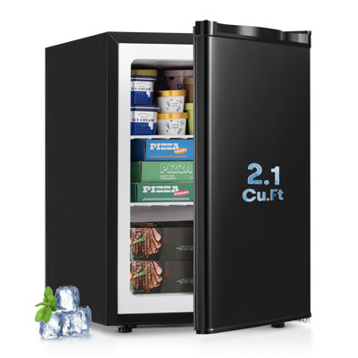 BacklD 2.1 Cu.ft Upright Freezer, Compact Mini Freezer with Reversible Door, Adjustable Thermostat, Removable Shelves, Small Freezer for Dorm/Office/Apartment, Blackwith Reversible Door, Low Noise for Home/Dorm/Office/Garage, Black