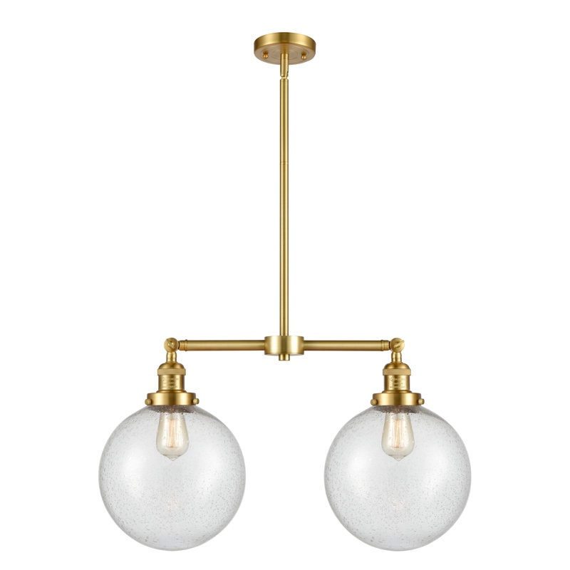 Lustre unique à 2 lumières Clermont, Ampoule DEL 6 watts Vinage, Or satiné