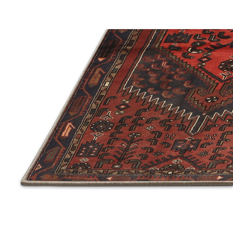 Tapis traditionnel bourgogne / rouge / noir, Rectangle 4 pi x 6 pi