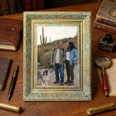 Cadre photo simple antique 1 pi 8 po x 10 po avec support de table et crochets muraux