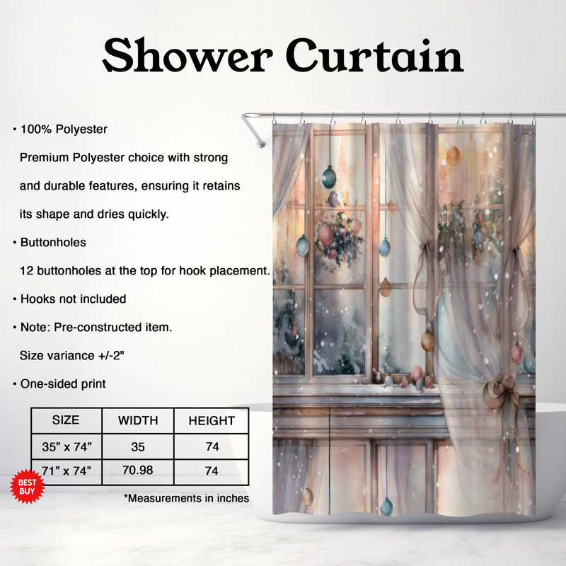 Holiday Holiday - Rideau de douche Premium, H 74 po x l 71 po