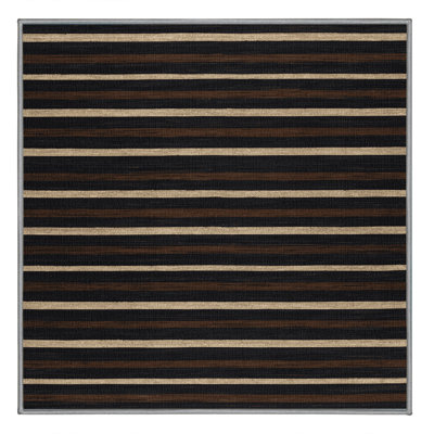 Tapis gris à rayures horizontales lavable à la machine