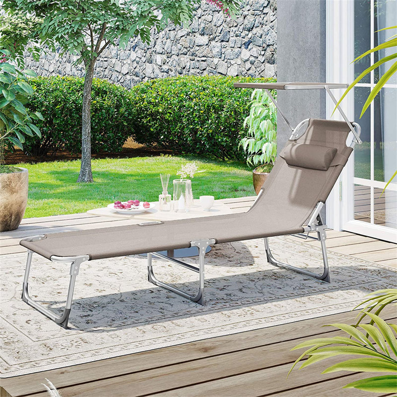 Adalen 193cm Long Reclining Single Sun Lounger, Taupe