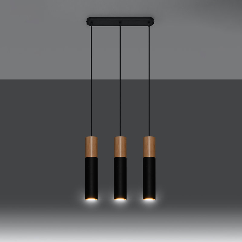 Driskell 3 - Light Kitchen Island;Cylinder;Cluster Pendant, Black
