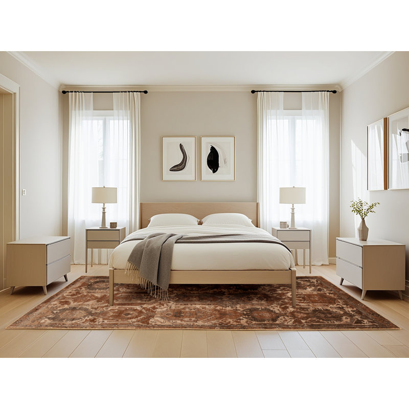 Machine Washable Persian Brown Area Rug, Rectangle 5' x 8'