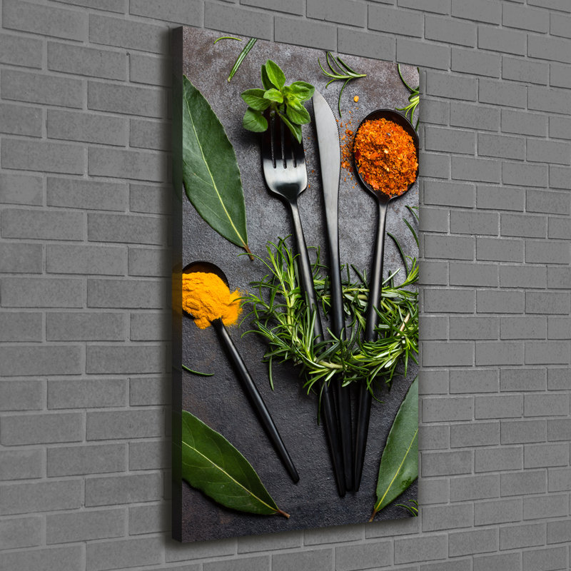 Cutlery And Spices - Wrapped Canvas Print