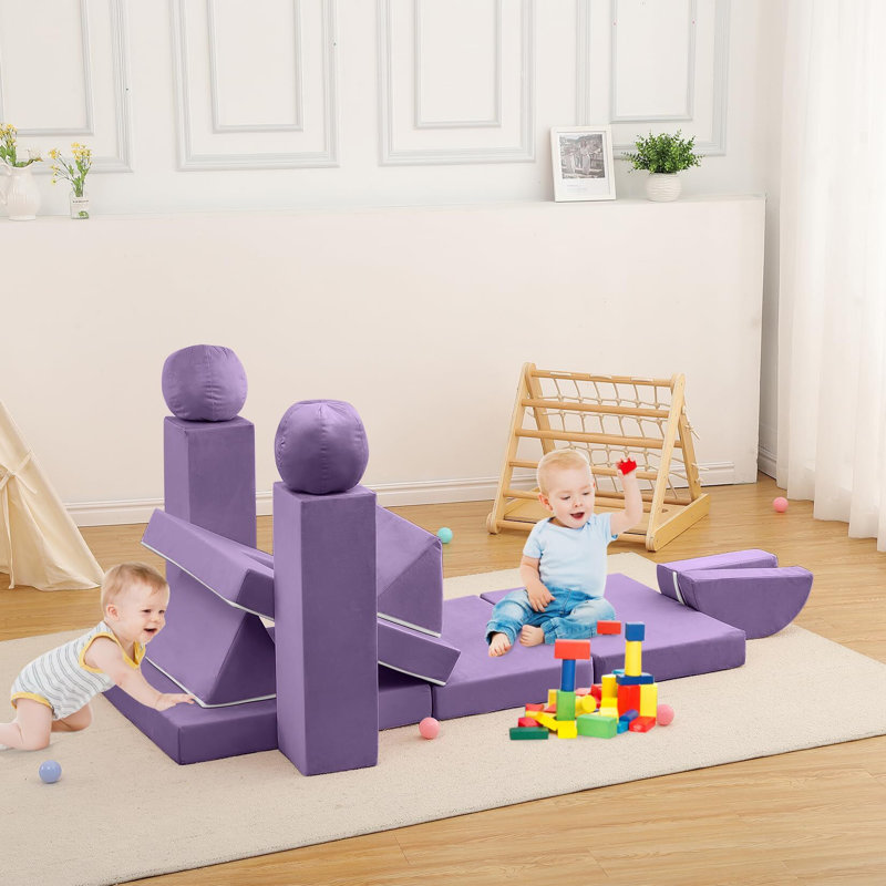 Canapé pour enfants, canapé modulaire pour tout-petits 12 pièces, Similicuir mauve