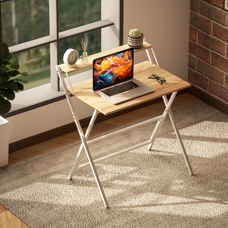 Rectangular Writing Desk, Natural/White, 86.5cm H x 81.5cm W x 62cm D