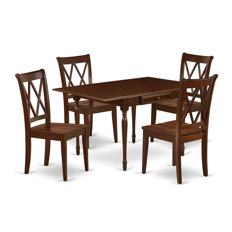 Ensemble de table de salle à manger 5 pièces comprenant une table de salle à manger rectangulaire avec Dropleaf et 4 chaises en bois, 36 x 54 pouces, acajou