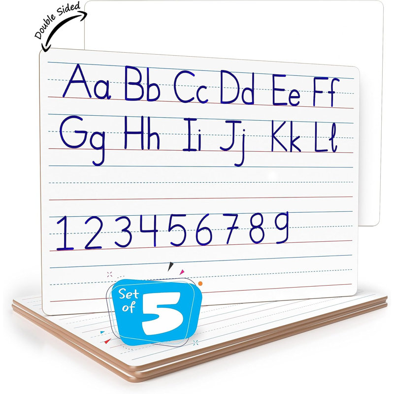 Scribbledo - Paquet de 5 - Tableau blanc double face avec tableau blanc effaçable pour enfants