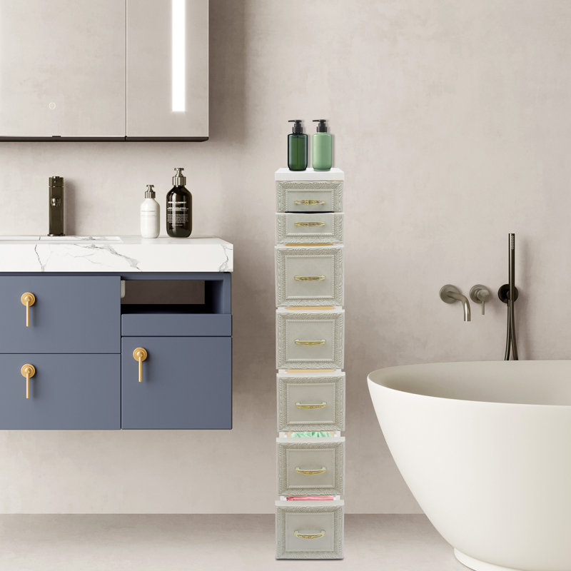 Slim Storage Organizer, Narrow Storage Cabinet With Movable Wheel, 39.4" H x 7.1" W x 12.6" D, Green