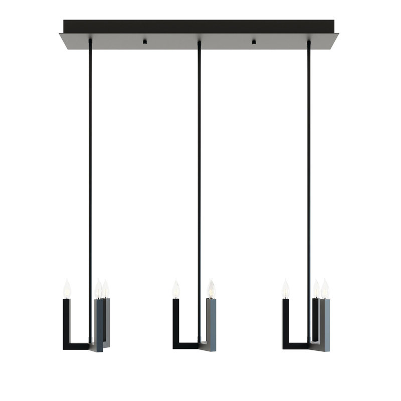 Luminaire suspendu linéaire à 3 lumières pour îlot de cuisine Bert
