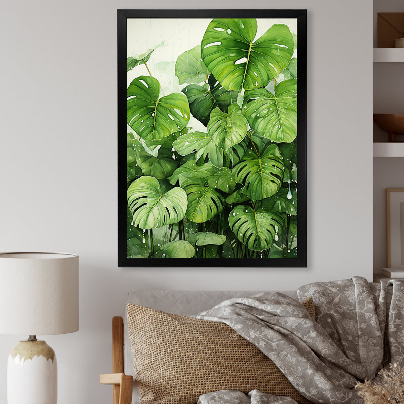" Meticulously Tropical Botanical Plants ", Black Single Picture Framed, 32" H x 16" W x 1" D