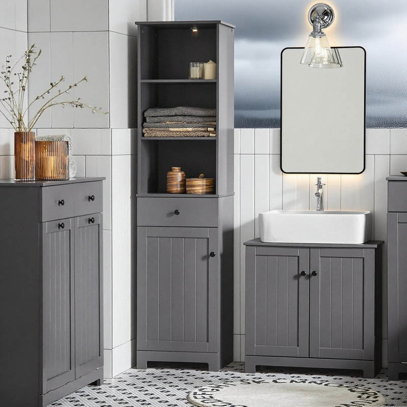 Johnone Linen Cabinet, Dark Gray