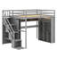 Structure de lit mezzanine peu encombrante avec garde-robe intégrée, bureau, tablettes et lumières-937076605