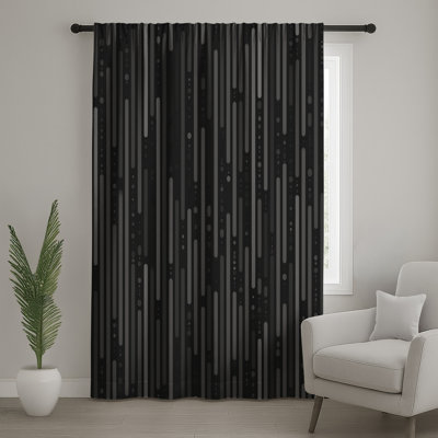 Vertical Lines Window Curtains, Pattern Sheer & Blockout Curtains - 1 Panel