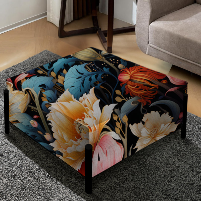 Motif botanique cosmique botanique - grand repose-pieds carré floral