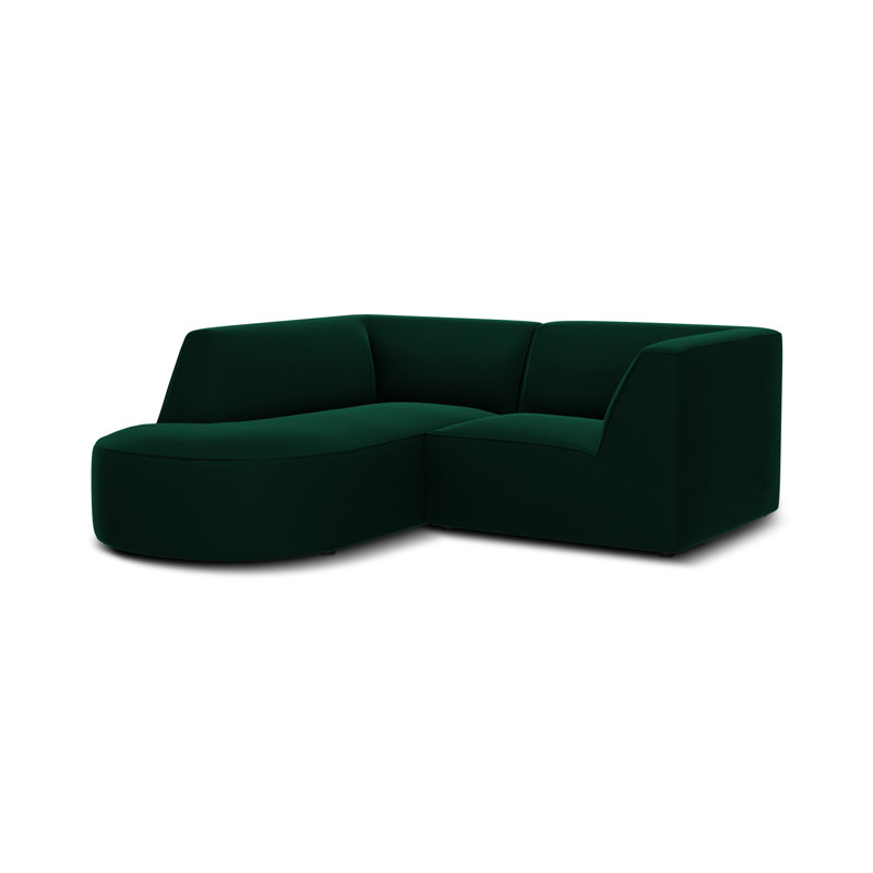 Adoraim 3 Seater Velvet Corner Sofa , Left Hand Facing, Bottle Green