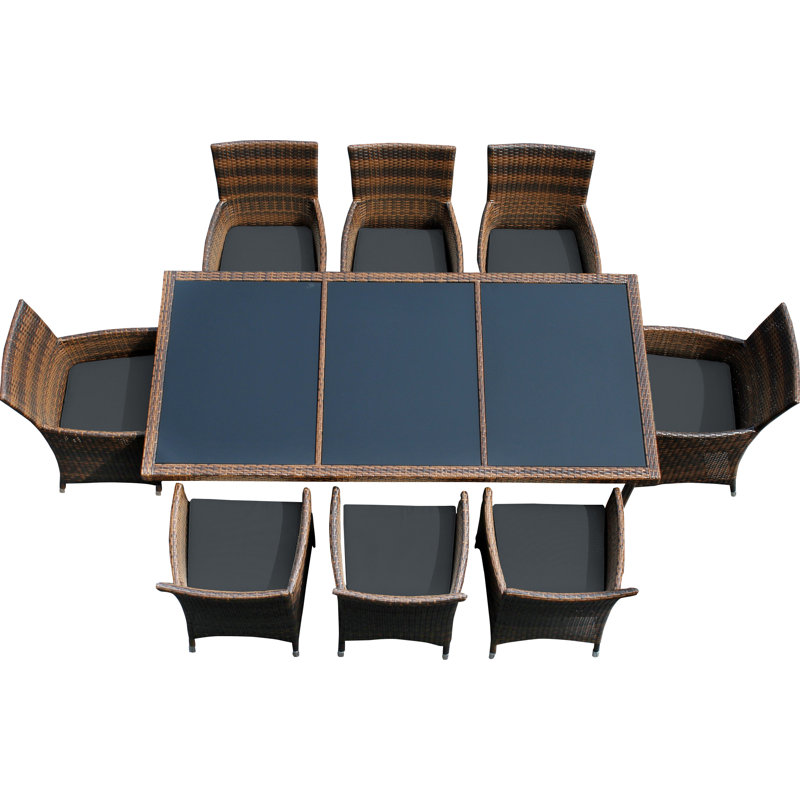Ensemble de salle à manger rectangulaire pour 8 personnes 82 "Pavior, Supercrylic gris, Mélange de bruns