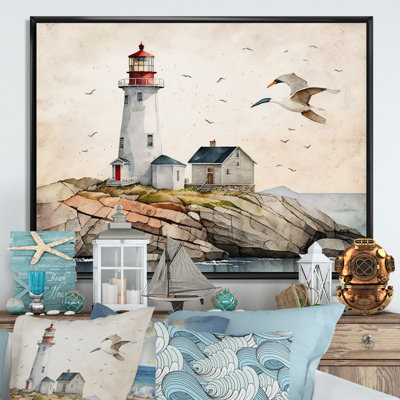 Phare près de l'océan II - phare côtier, art mural large