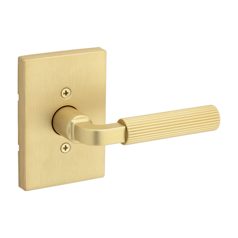 Mirada Reeded Half-Dummy Lever with Rectangular Rose, Satin Brass