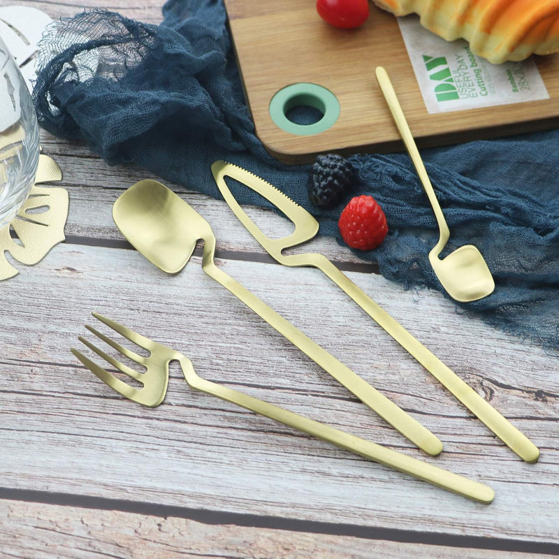 Ensemble de couverts 32 pièces avec finition mate - Ensemble de couverts en acier inoxydable pour 8 personnes - Comprend les couteaux de table, les fourchettes, les cuillères et les cuillères à café - Va au lave-vaisselle