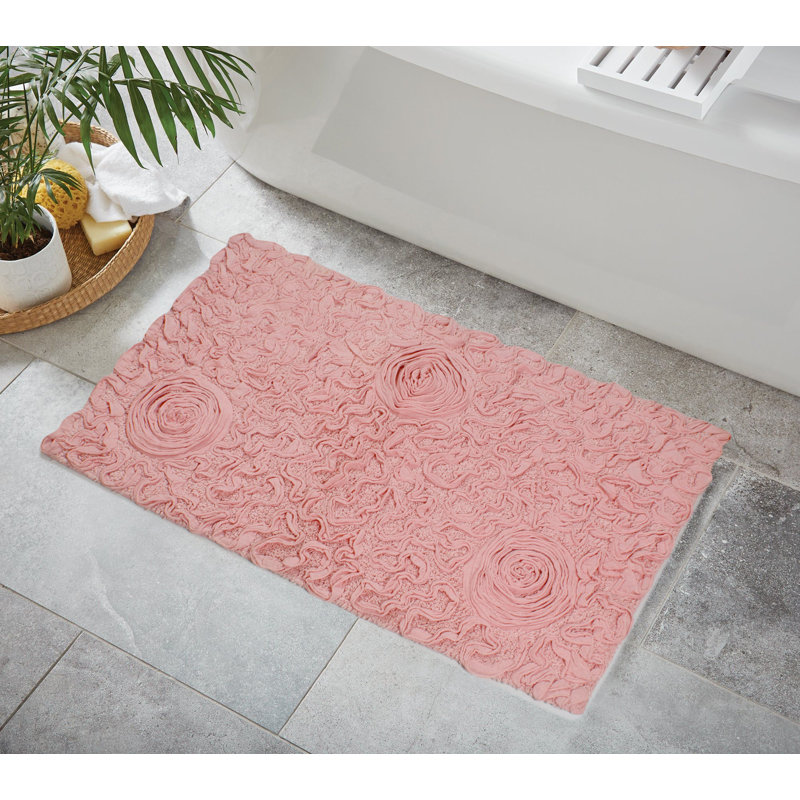 Skak Cotton Bath Rug, Pink, 24" W x 40" L