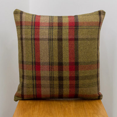 Gingham Green and Red Throw Cushion