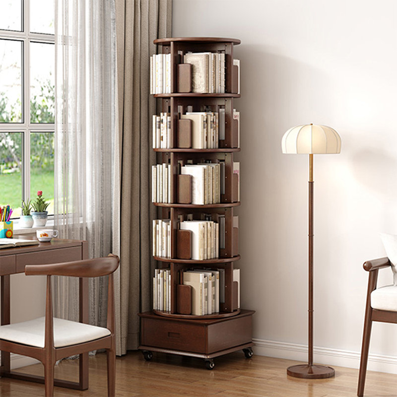 Bibliothèque standard en bois massif Nut-Brown, (6 tablettes) H 72,83 po x l 18,7 po x P 18,7 po