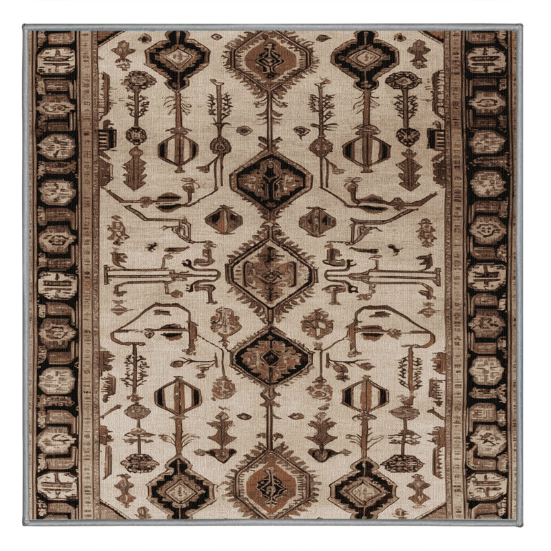 Tapis persan gris lavable à la machine, Carré 5 pi