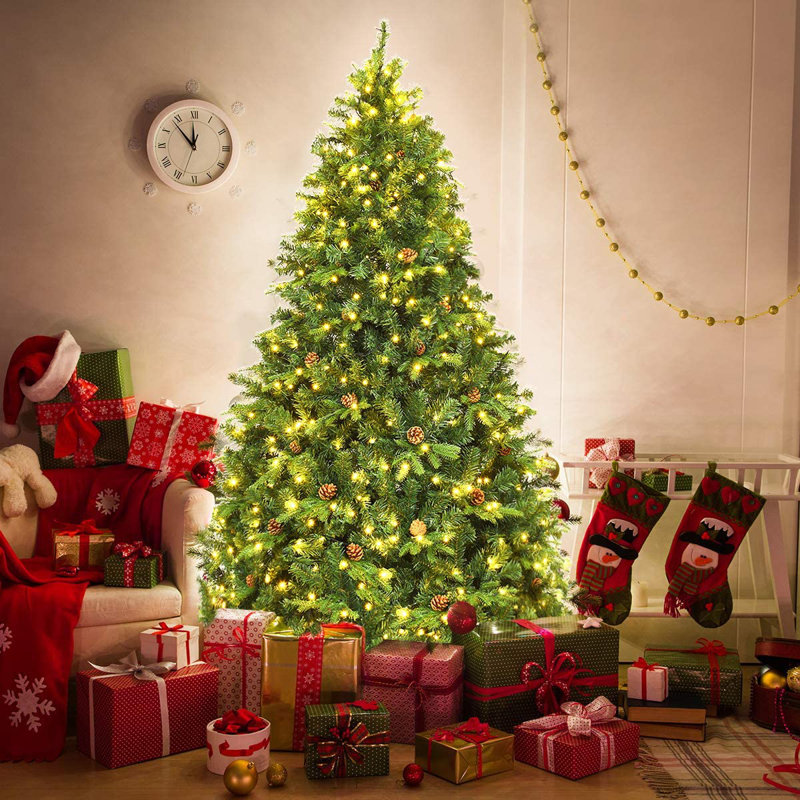 Artificial Christmas Tree Green With Led Lights, 6.9' H