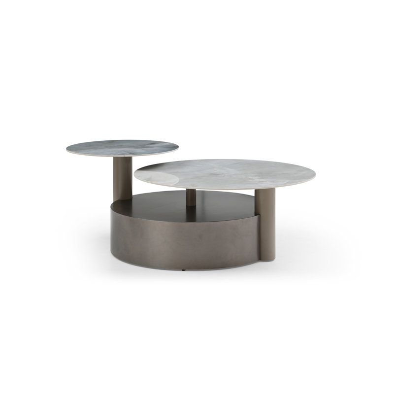 Batu 2 Coffee Table Set with Steel Cylindrical Base