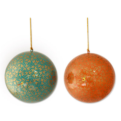 Ensemble de 2 ornements de fêtes uniques avec motif de boule à motif d'oiseau