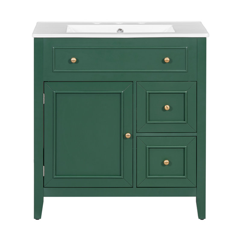 Meuble-lavabo 30 po avec comptoir d'évier, meuble-lavabo, Vert