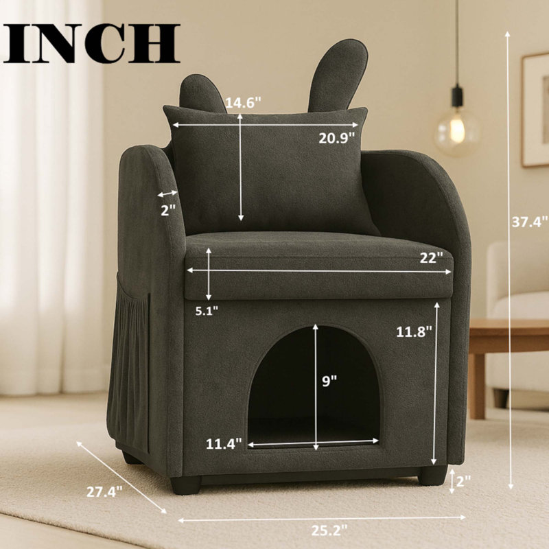 Fauteuil Bunny-Ear, Gris foncé