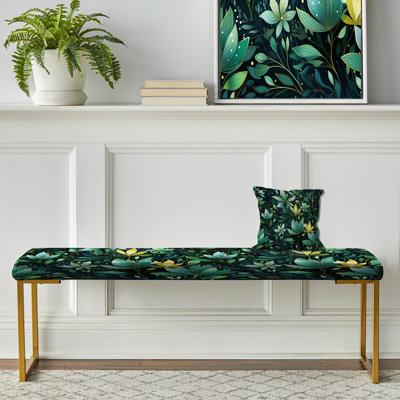 Natures Meditation Mediation - Botanical Upholstered Gold Bench