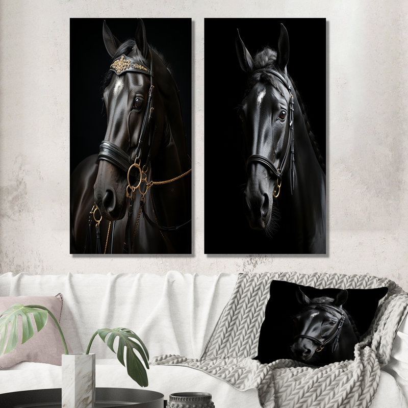 «Horse Elegance» - 2 pièces, Toile tendue, H 32 po x l 32 po