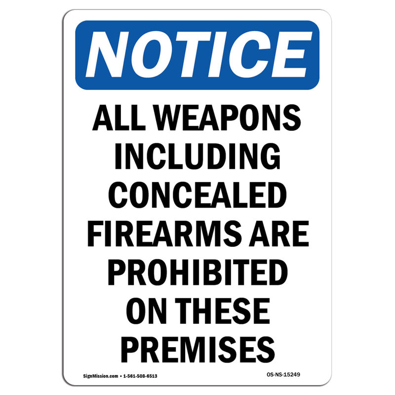 Toutes les armes interdites sur ces lieux
