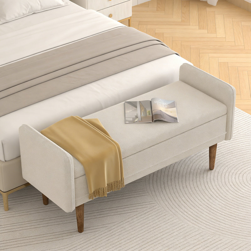 Banc de rangement rembourré, Beige