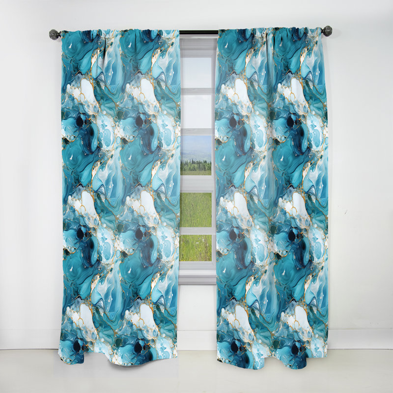 Rideau obscurcissant en marbre bleu-blanc océanique Allure, L 52 po x L 120 po
