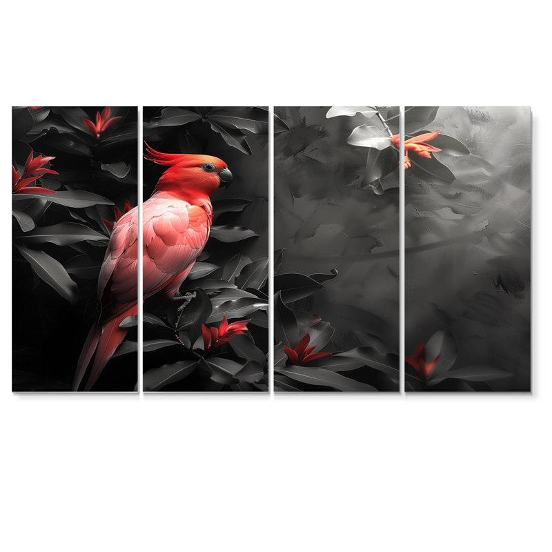 Jardin rouge et noir, Eden Birds - ensemble de reproductions d'art mural oiseaux, H 28 po x l 48 po
