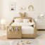 Lit plateforme simple avec tête de lit pour oreilles de lapin, barrière de sécurité et poche de rangement-1122468800