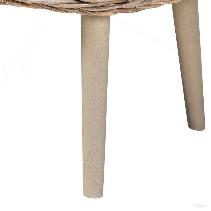 Banc d'appoint moderne en bois de rotin et de kubu naturel bohémien gris
