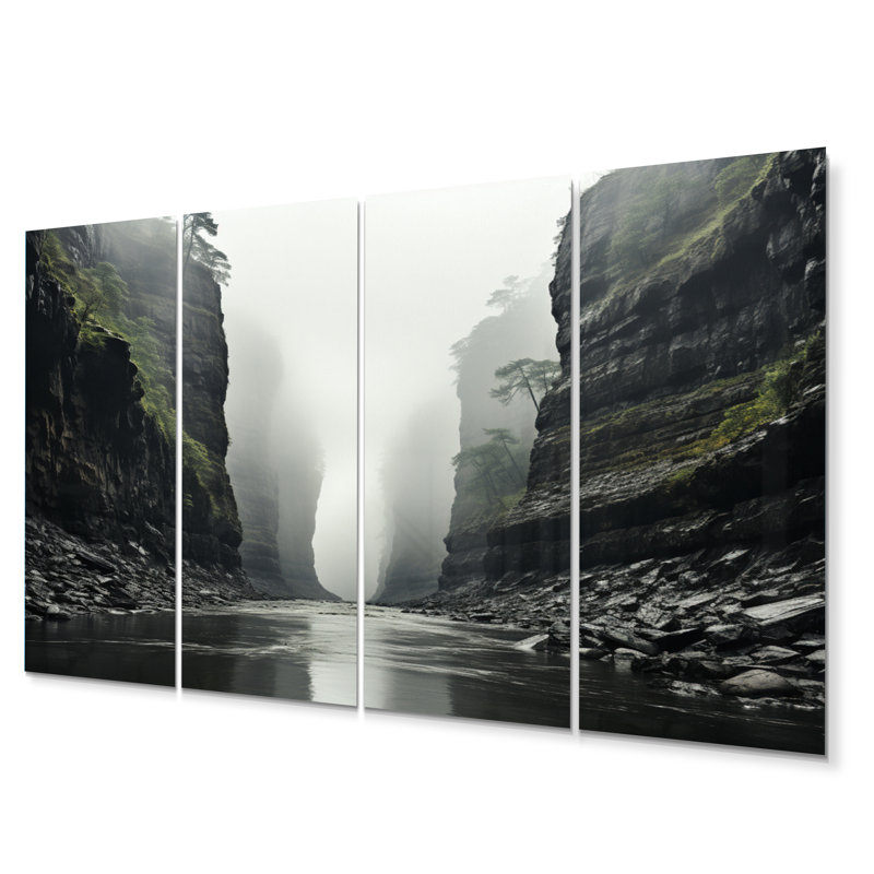 Ensemble de 4 décorations murales voilées dans le brouillard II
